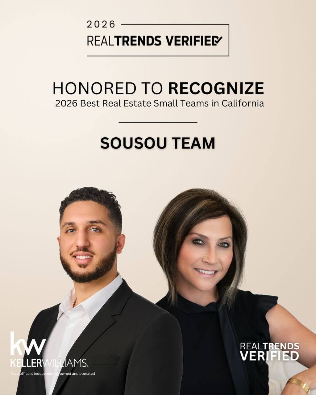2026 RealTrends Verified Best Real Estate Small Teams in California — Sousou Team